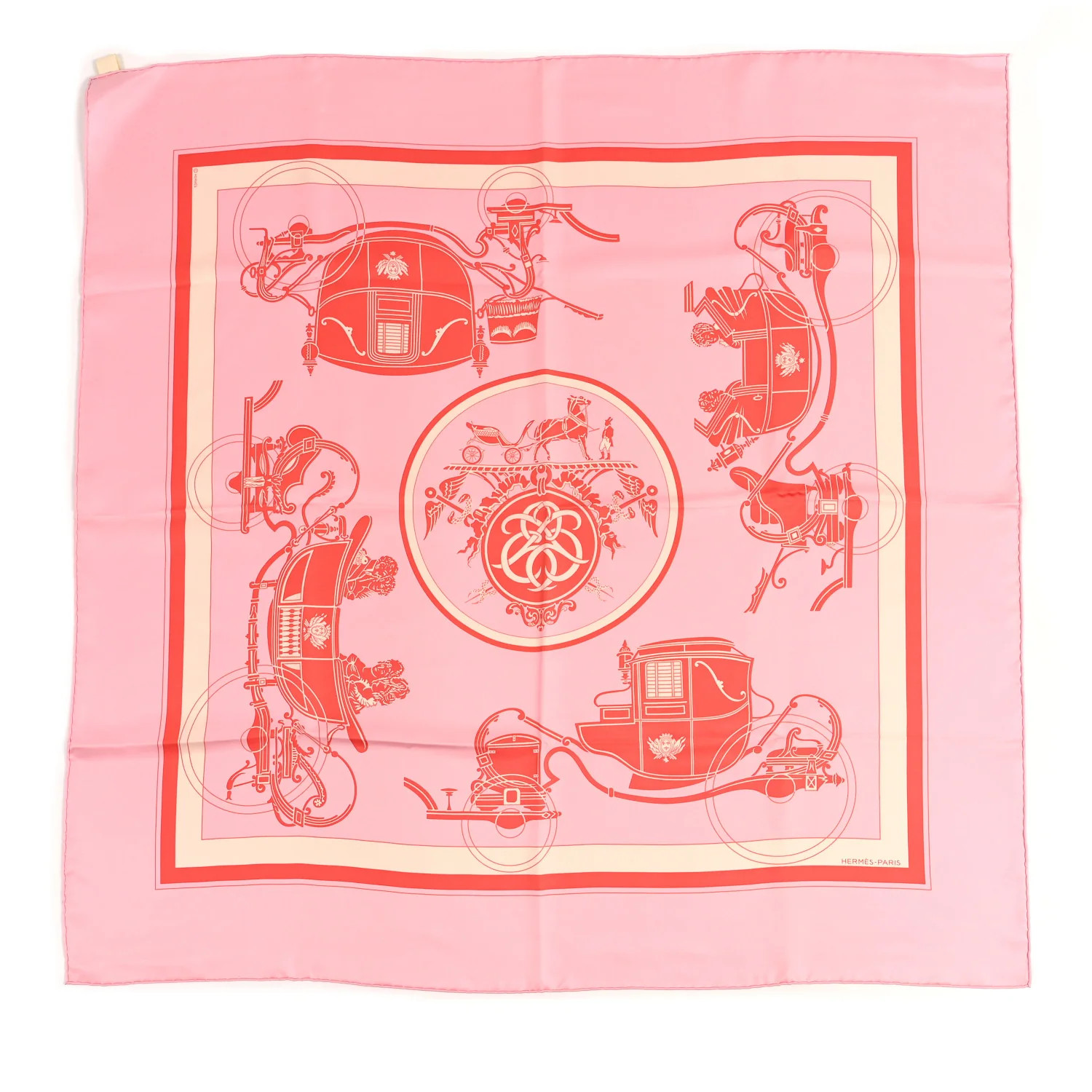 Hermes Silk Ex Libris Scarf 90 Rose Pale Corail Nacre 1865380 | FASHIONPHILE (US)