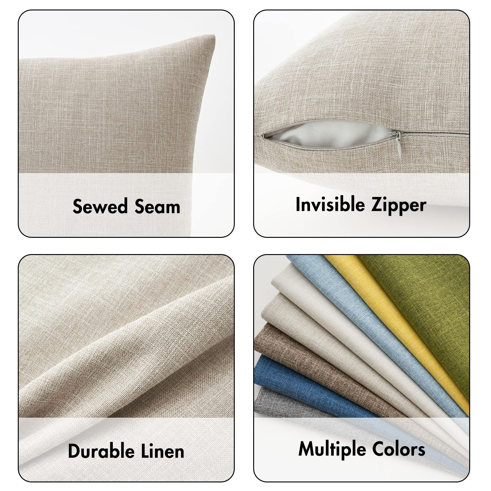 MIULEE Pack of 2 Decorative Throw Pillow Covers Linen Burlap Square Solid Farmhouse Modern Concis... | Amazon (CA)