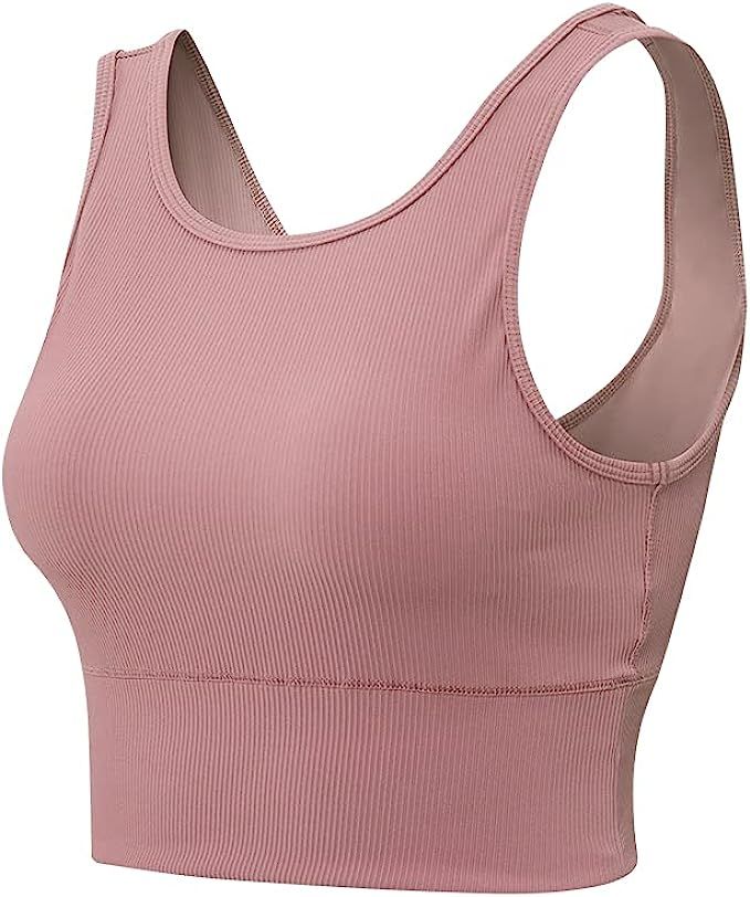 Workout Crop Tank Tops for Women Sleeveless Sports Basic Shirts Fitness Yoga Reversible Ribbed Su... | Amazon (US)