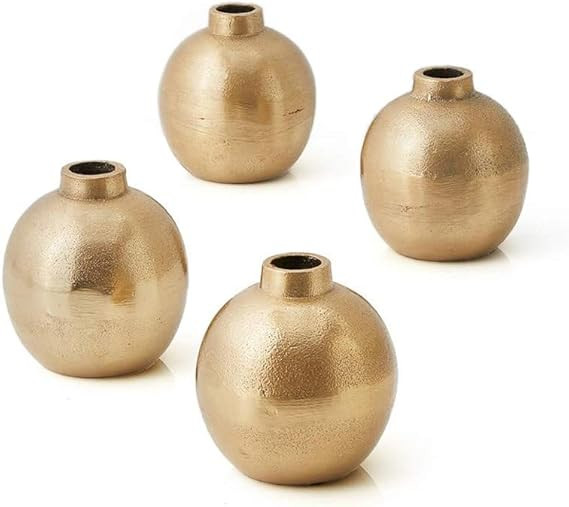 Serene Spaces Living Set of 4 Gold Floral Ball Bud Vase, Stylish Flower Vases for Centerpieces at... | Amazon (US)