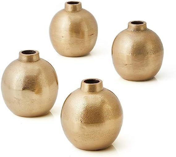 Serene Spaces Living Set of 4 Gold Floral Ball Bud Vase, Stylish Flower Vases for Centerpieces at... | Amazon (US)