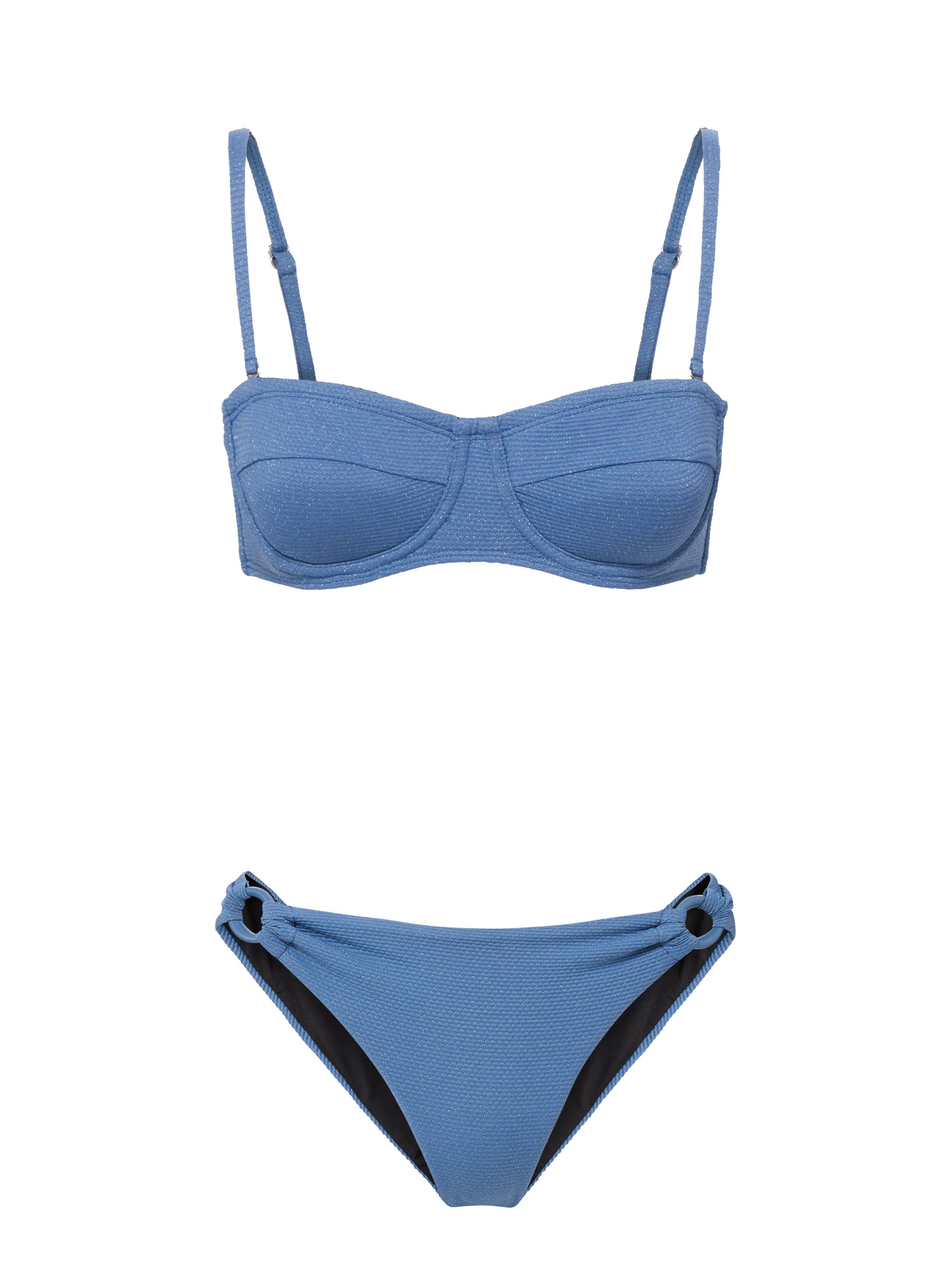 Nellie Top + Ring Trim Bottom in Steel Blue Metallic | Change of Scenery