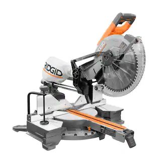 RIDGID 15 Amp Corded 12 in. Dual Bevel Sliding Miter Saw with 70 Deg. Miter Capacity and LED Cut ... | The Home Depot