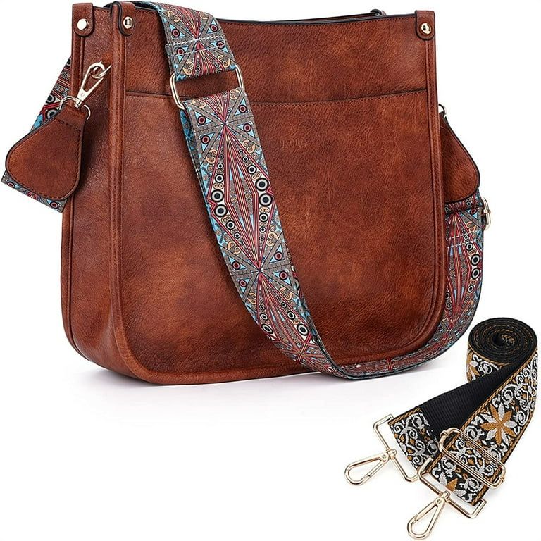 HKCLUF Crossbody Bags for Women Designer Leather Hobo Handbags With 2 Adjustable Leopard Guitar S... | Walmart (US)