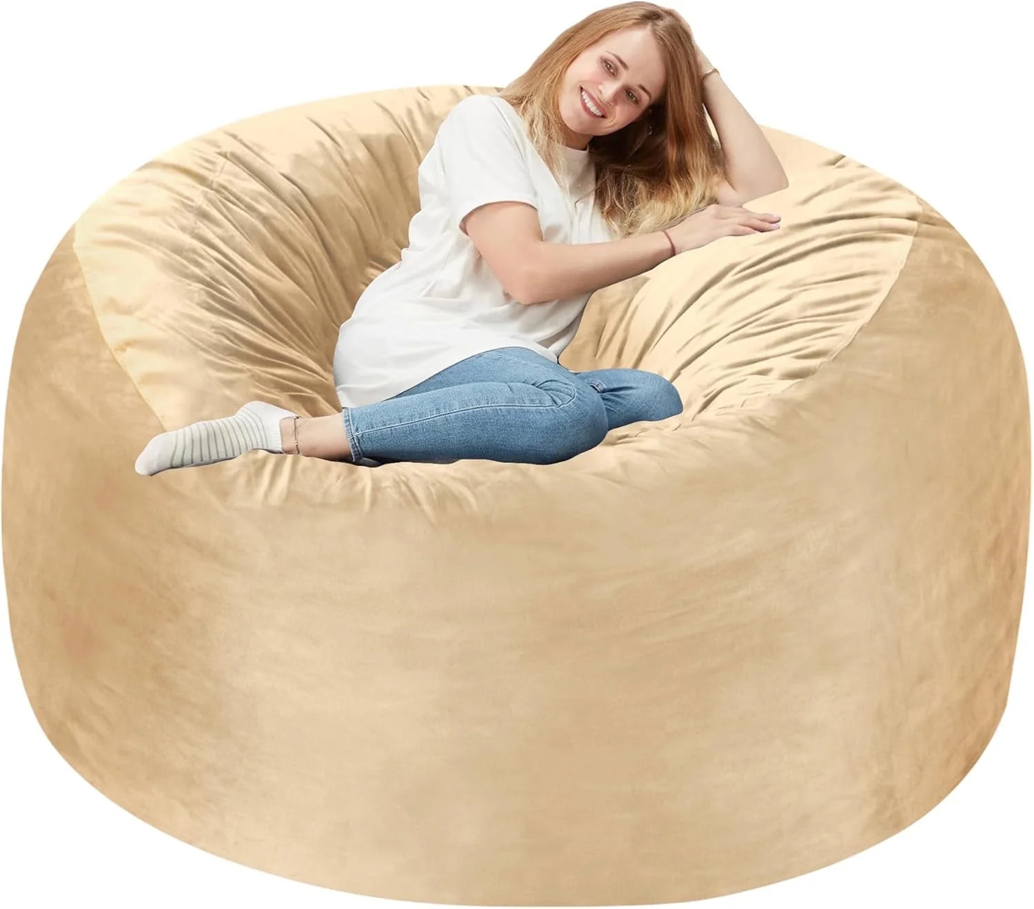 HOMGUAVA Large Bean Bag Chair with Memory Foam Filled, Stuffed Beanbag Chair Soft Sofa with Dutch... | Walmart (US)