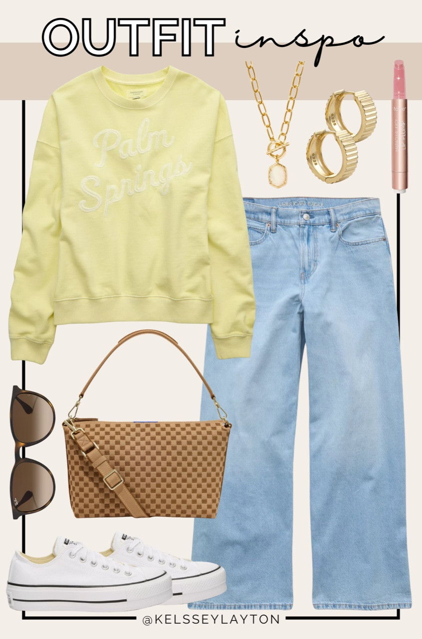 Outfit idea, graphic sweatshirt, yellow sweatshirt, white converse, light wash jeans 

#LTKFindsUnder50 #LTKSaleAlert #LTKStyleTip