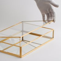 12x8x2.5"" Gold Glass Card Box Mirrored Display Jewerly Photo Chocolate Wedding Bouquet Container Ke | Etsy (US)