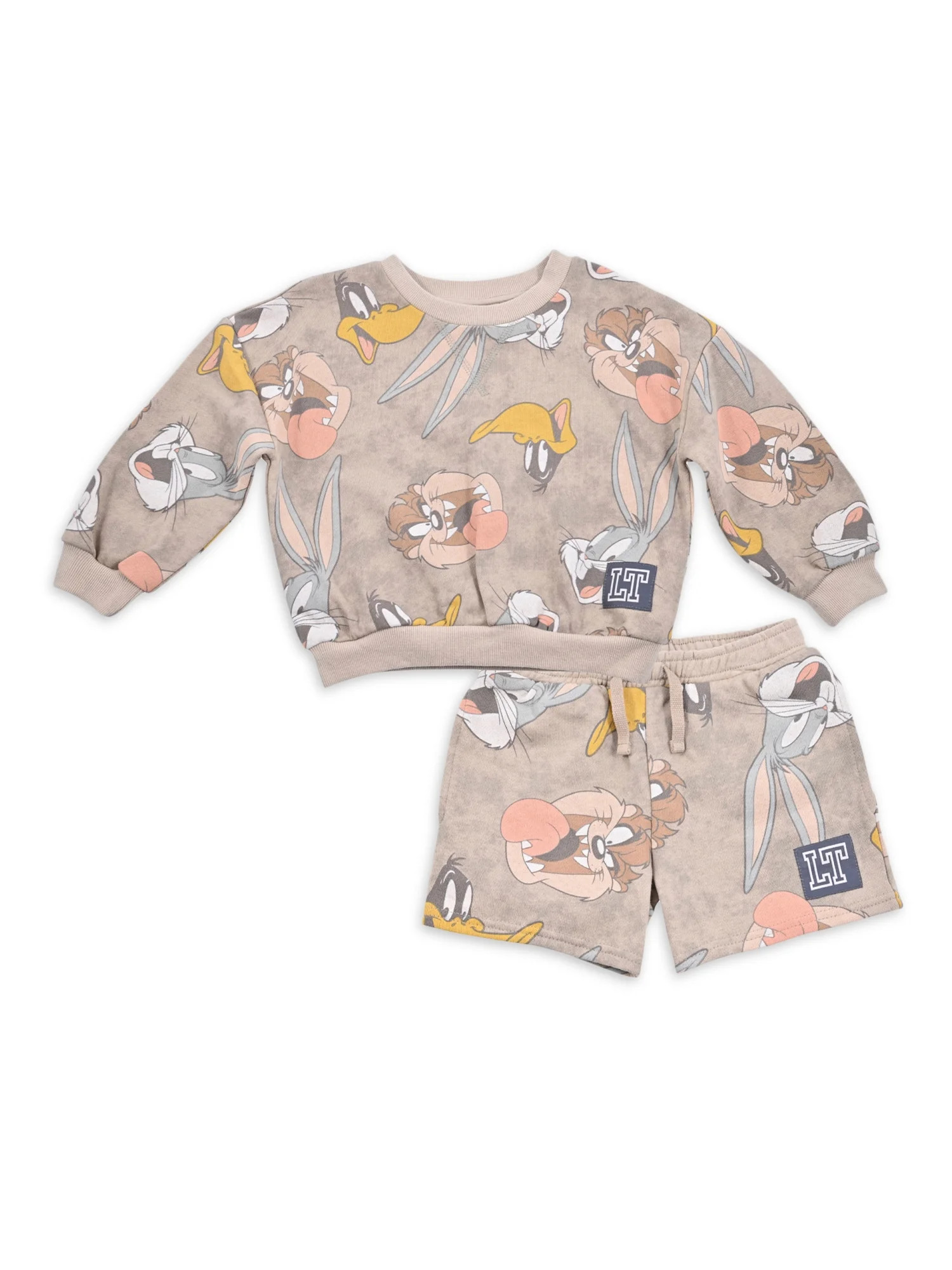Looney Tunes Baby and Toddler Boy French Terry Sweatshirt and Shorts Outfit Set, 2-Piece, Sizes 1... | Walmart (US)