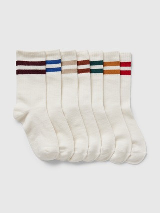 Kids Organic Cotton Varsity Crew Socks (7-Pack) | Gap (US)
