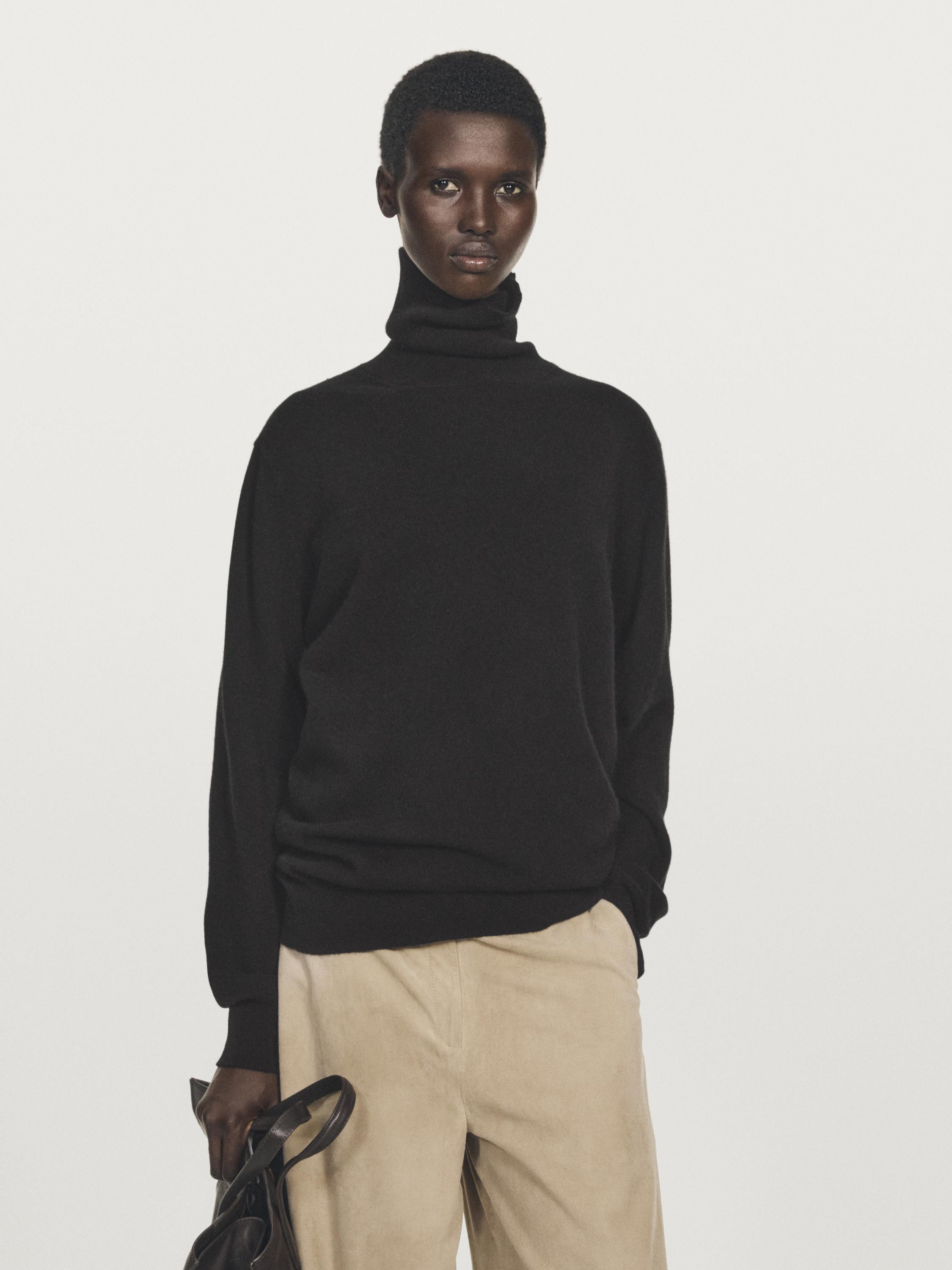 Knit 100% cashmere turtleneck sweater | Massimo Dutti UK