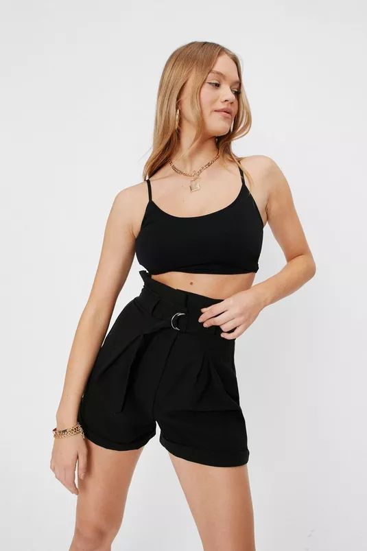 Paperbag Belted High Waisted Shorts | Nasty Gal (US)