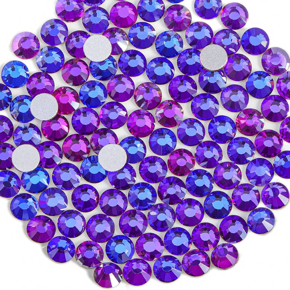 Beadsland Flat Back Crystal Rhinestones Round Gems for Nail Art and Craft Glue Fix, Purple Velvet... | Amazon (US)