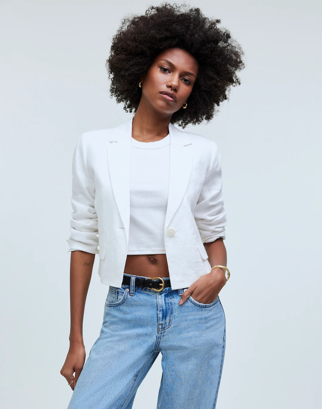 Cropped Blazer in 100% Linen | Madewell