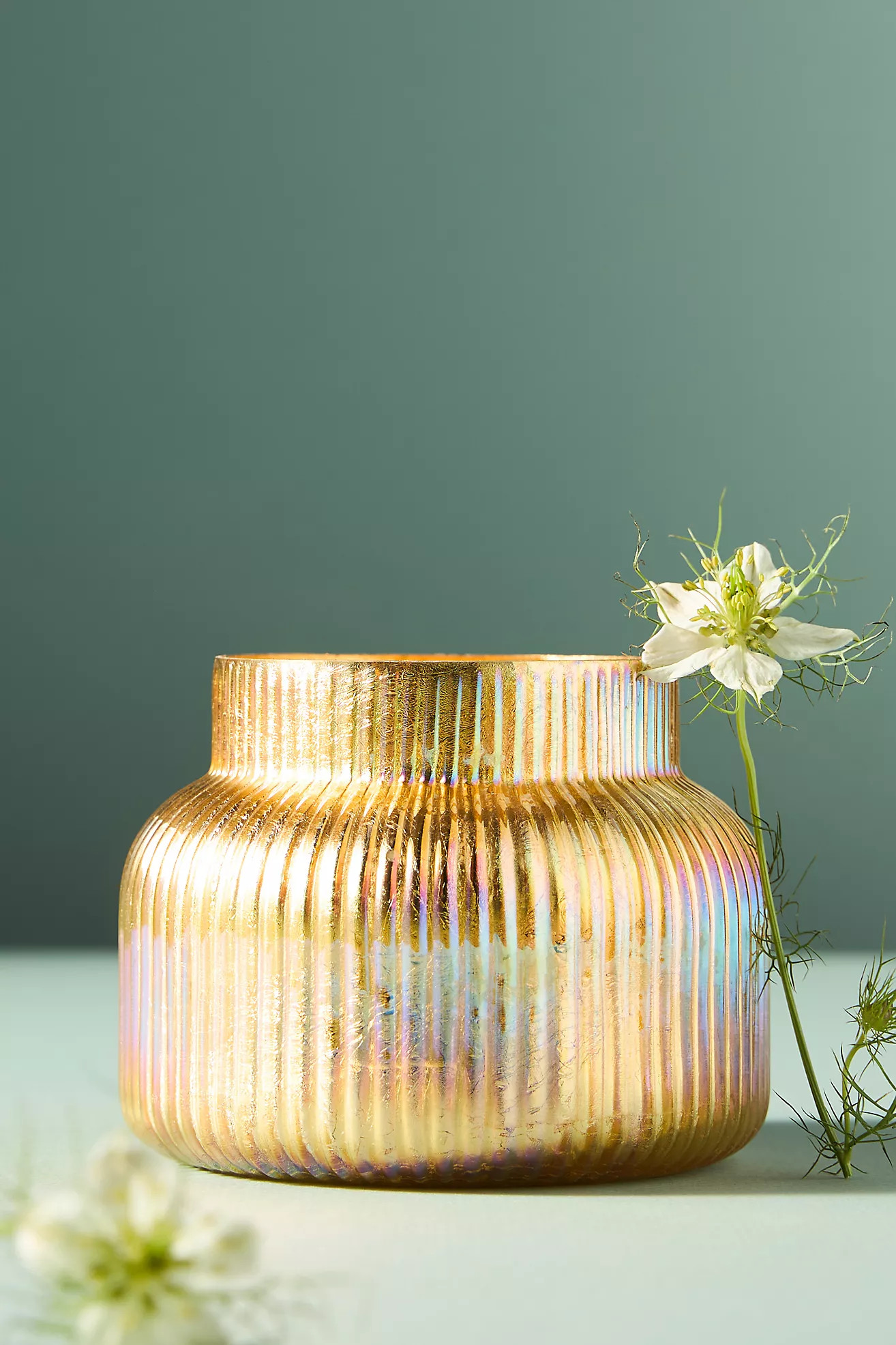 Capri Blue Volcano Gold Ribbed Jar Candle | Anthropologie (US)