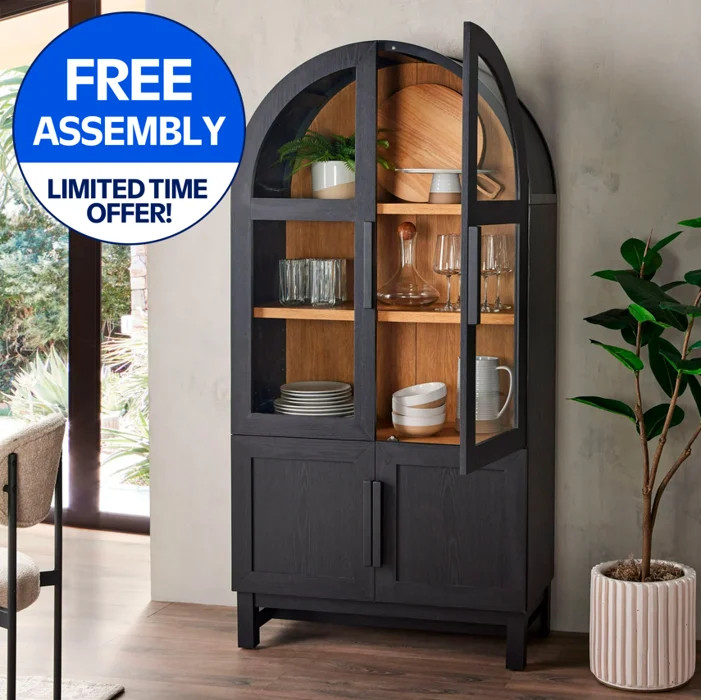 Better Homes & Gardens Juliet Kitchen Rounded Arch Cabinet, Rich Black | Walmart (US)