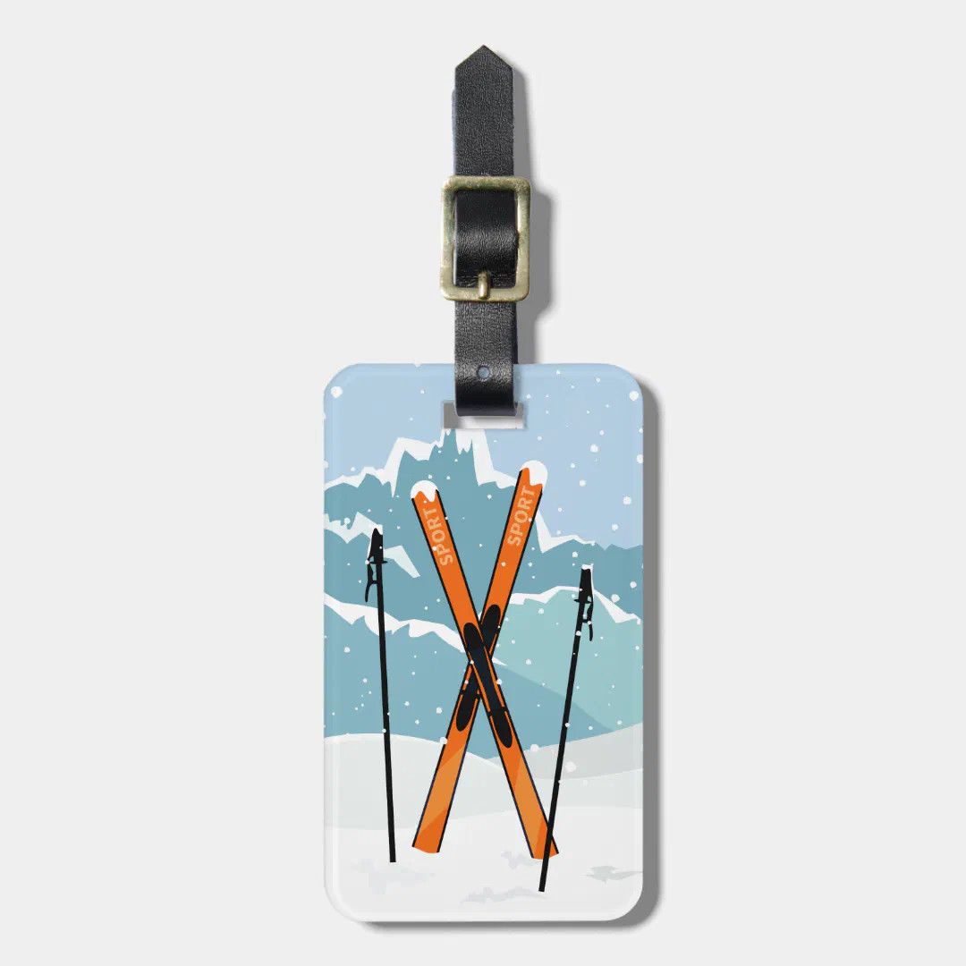 Winter Skiing custom luggage tag | Zazzle | Zazzle