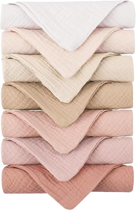 Konssy Baby Muslin Washcloths 7-Pack, 100% Cotton Baby Bath Washcloths, Soft & Absorbent Wash Clo... | Amazon (US)