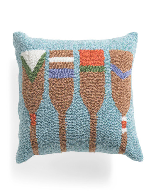 16x16 Four Oars Hand Hooked Pillow | TJ Maxx
