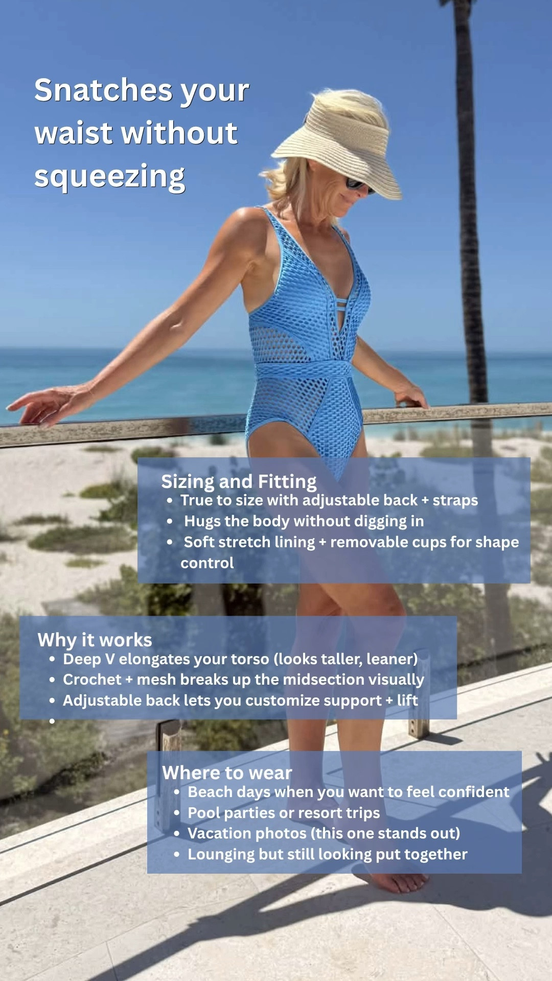 Looking for a one-piece that actually flatters your shape?

This one gives you lift, shape, and a defined waist without feeling tight.
The deep V elongates your body, and the crochet detail softens the midsection.

True to size with adjustable straps + tie back so you can control the fit.

Perfect for beach days, vacations, or poolside lounging.

Easy win if you want confidence without overthinking it.

#LTKSwim #LTKootd #LTKOver40