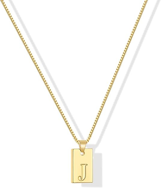 Gacimy 18K Gold Plated Initial Letter Necklace for Women, Dainty Name Pendant with Trendy A-Z Box... | Amazon (US)