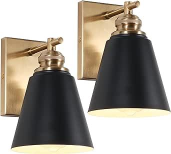 pasentel Bathroom Vanity Light Set of 2, 1 Light Black and Gold Bathroom Light Fixtures, Modern B... | Amazon (US)