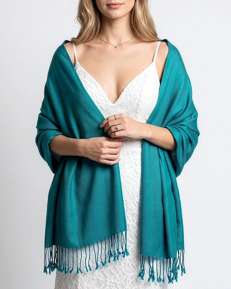 Achillea Lightweight Pashmina Scarf for Women \u2013 Soft Silky Shawl Wrap for Evening Dresses, B... | Amazon (US)