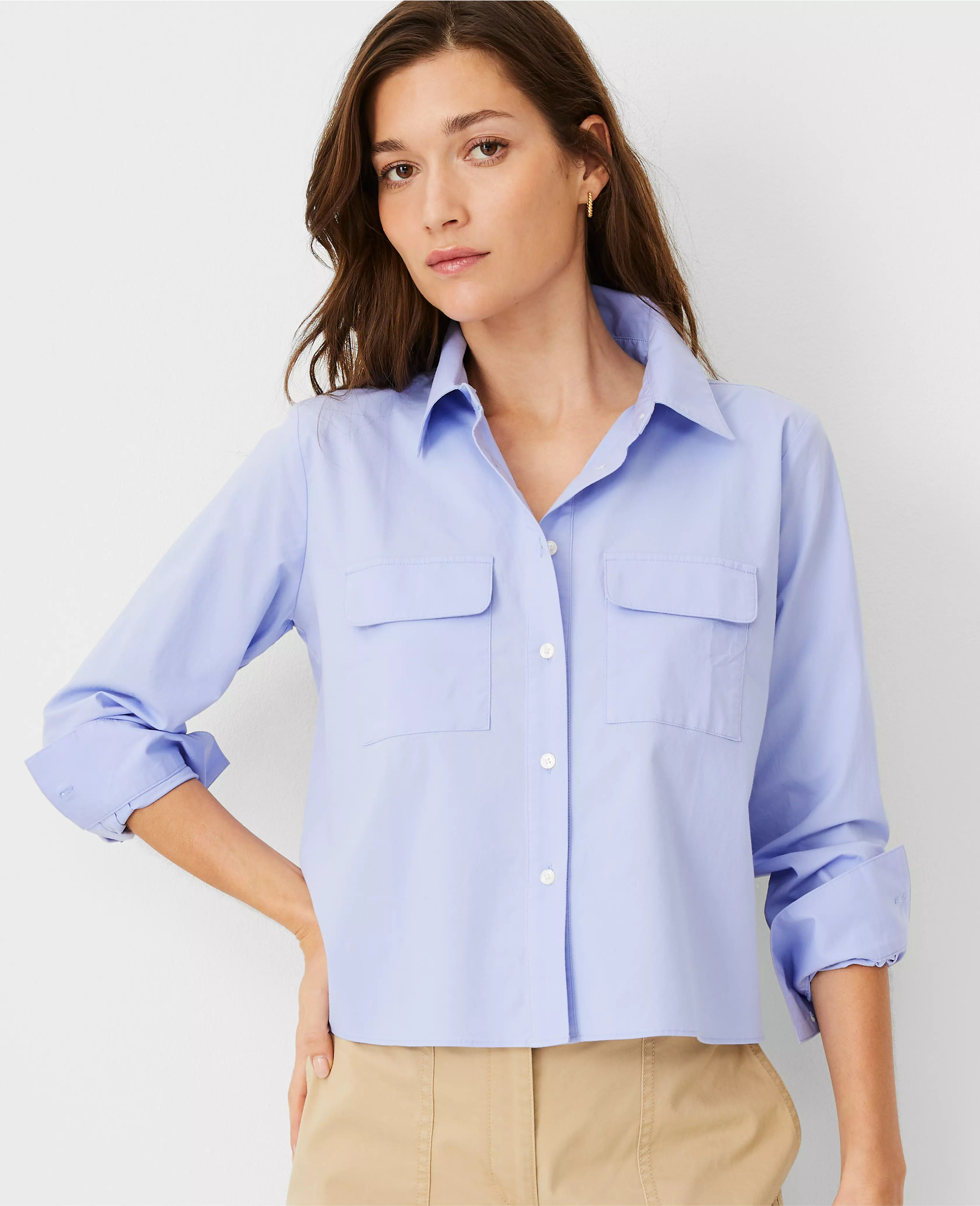 AT Weekend Poplin Utility Shirt | Ann Taylor (US)