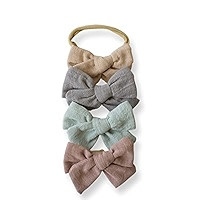 4 Set Baby Bow Girls Headband Nylon Linen Accessories for Newborn Toddler Baby Handmade Sets Baby Gi | Amazon (US)