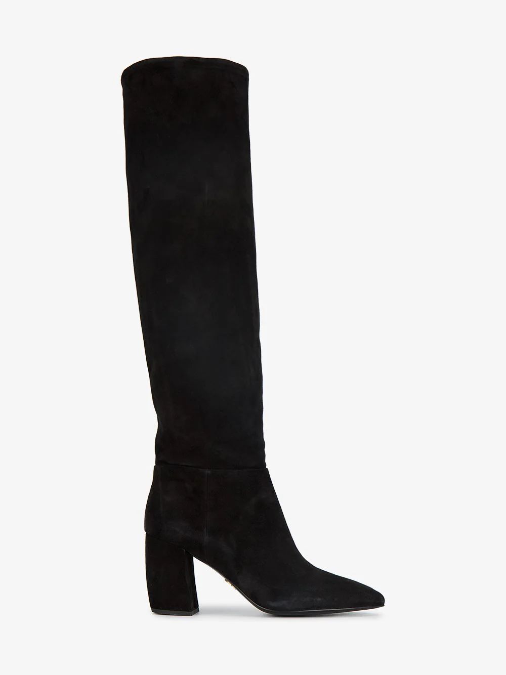 Prada Black 110 Suede knee boots | Browns Fashion