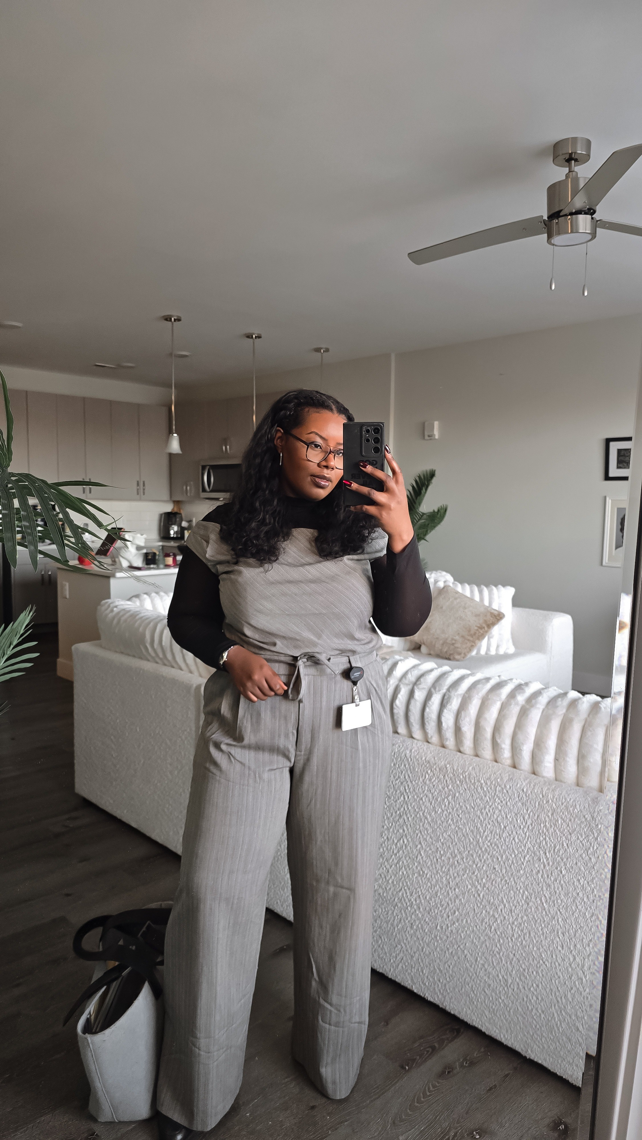 A polished work look that still feels effortless. I’m wearing wide-leg dress pants styled with a coordinated sleeveless top, layered over a black mesh bodysuit for added depth and structure. The neutral tones keep it classic, while the sheer layer adds a modern edge—perfect for long office days, meetings, or when you want to look put-together without feeling overdressed. Comfortable, elevated, and very much my work uniform lately.

#LTKOver40 #LTKWorkwear #LTKSaleAlert