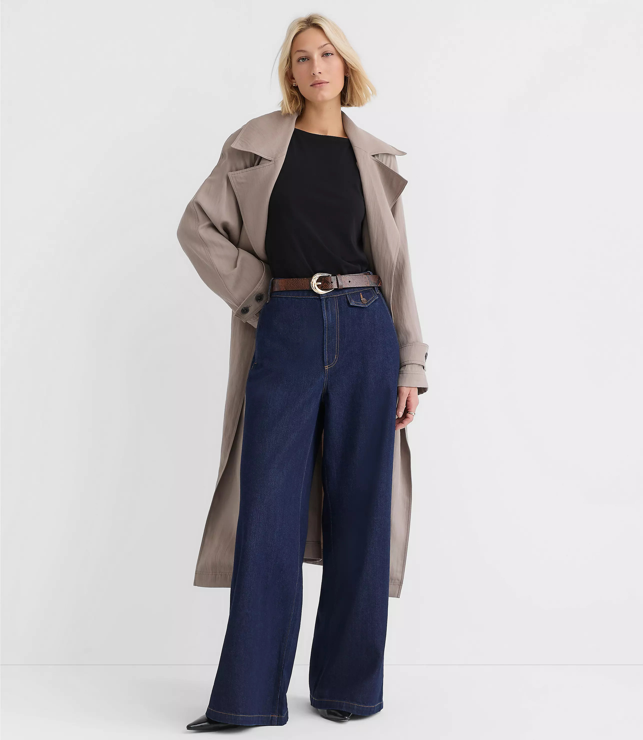 Petite High Rise Trouser Jeans in Dark Rinse | LOFT