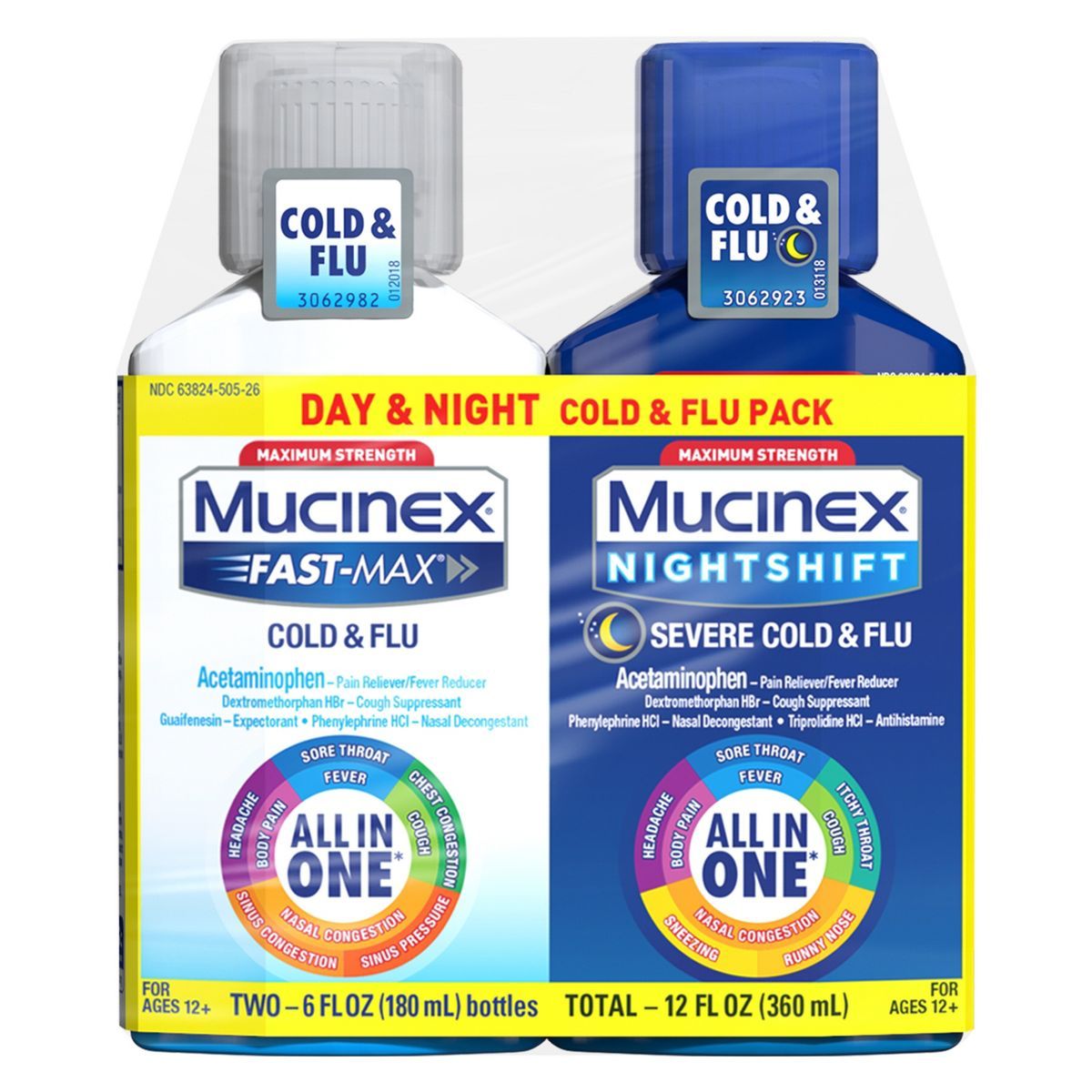 Mucinex Max Strength Cold & Flu Medicine - Day & Night - Liquid - 6 fl oz/2ct | Target