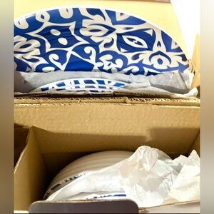 12 Piece Market Square Melamine Dish Set Blue White Plates Bowls Dinnerware NEW | Poshmark