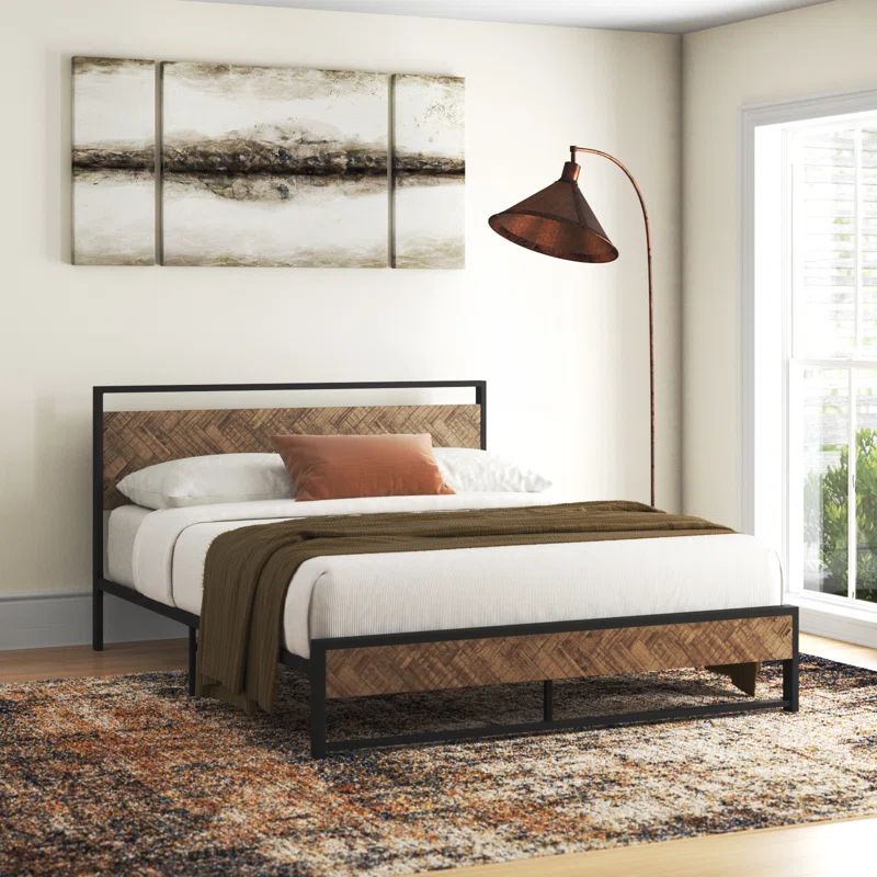 Danise Low Profile Metal Frame Platform Bed with Headboard | Wayfair North America