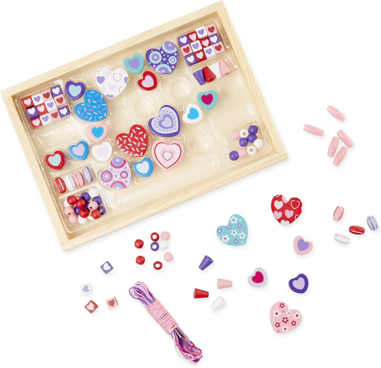 Melissa & Doug Created by Me! Heart Beads Wooden Bead Kit, 120+ Beads and 5 Cords for Jewelry-Mak... | Amazon (US)
