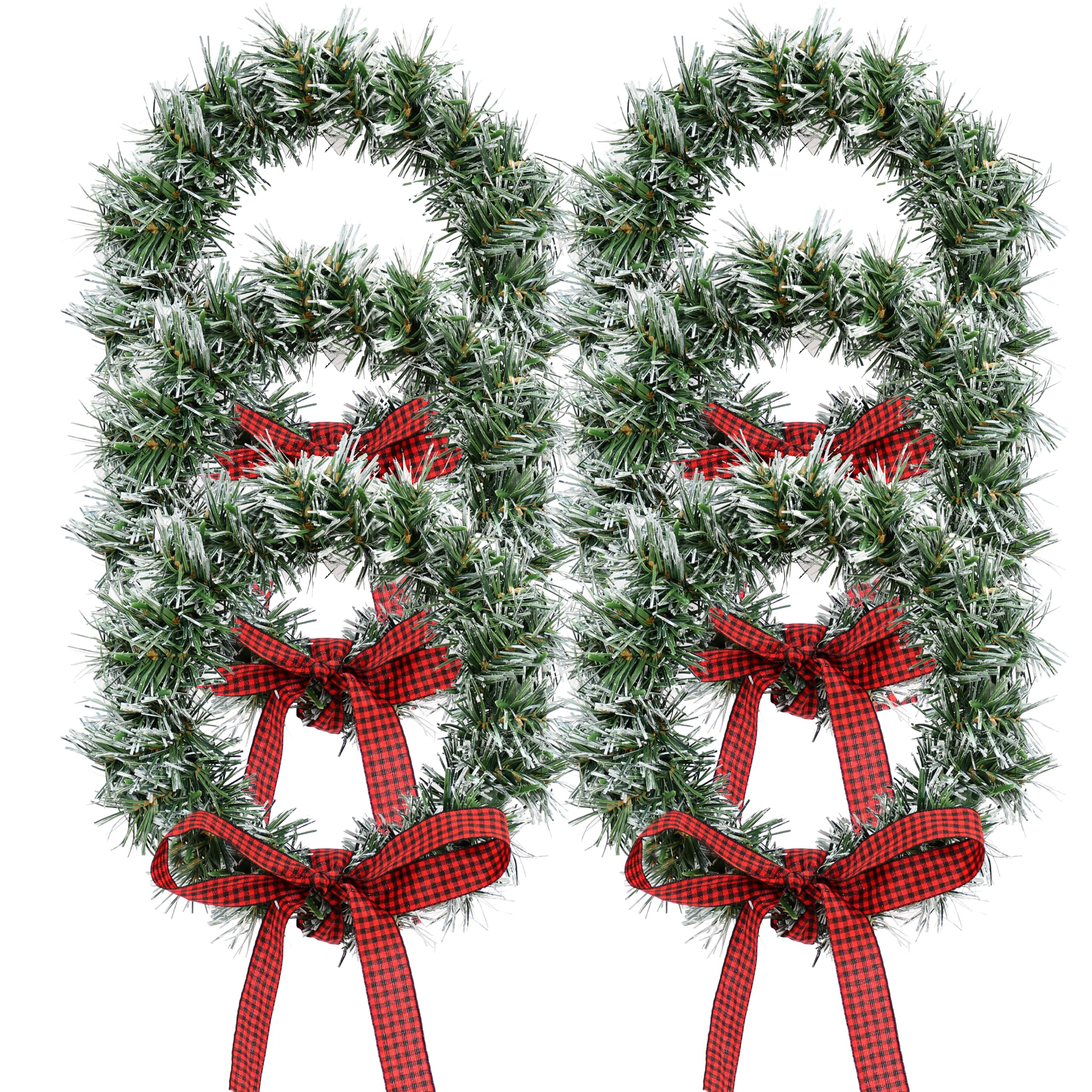 6 Pack Christmas Wreath 9.5" with Silk Red Classic Bow Wreath Crafts for Door Decoration Pine Ind... | Amazon (US)