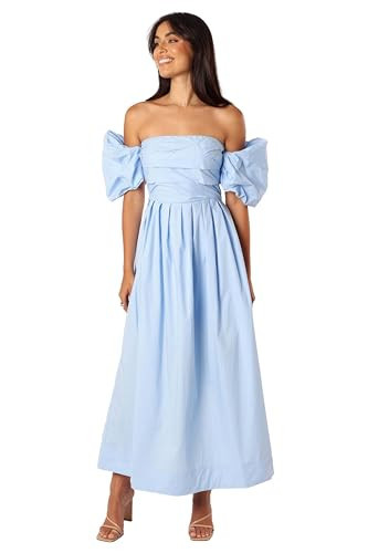 Petal & Pup Women's Solana Off Shoulder Midi Dress, Blue | Amazon (US)