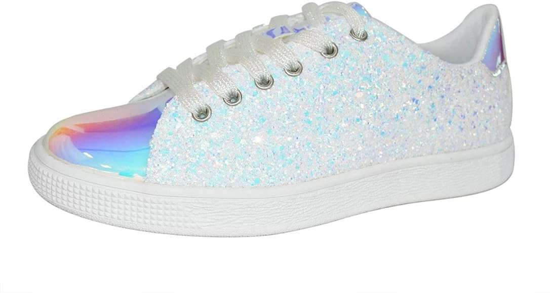 LUCKY STEP Glitter Sneakers Lace up | Fashion Sneakers | Sparkly Shoes for Women | Amazon (US)
