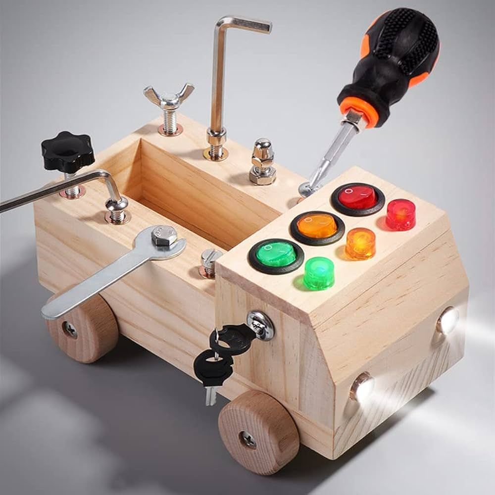 Montessori Car Screwdriver Board Set ，Car LED Busy Board Light Switch Montessori Toy for Toddle... | Amazon (US)