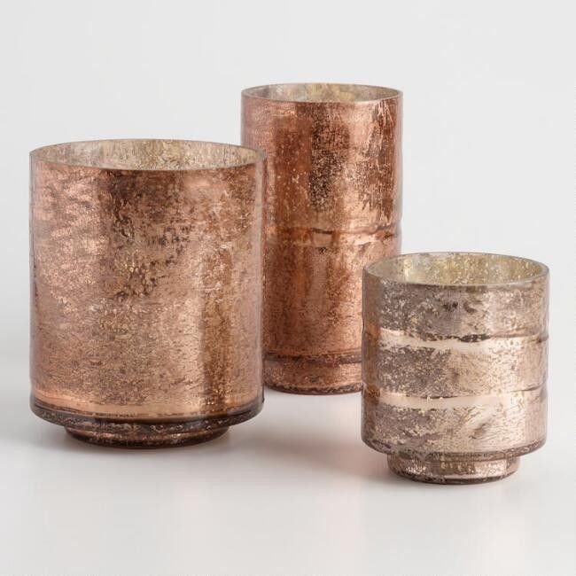 Rose Gold Mercury Glass Hurricane Candleholder | World Market