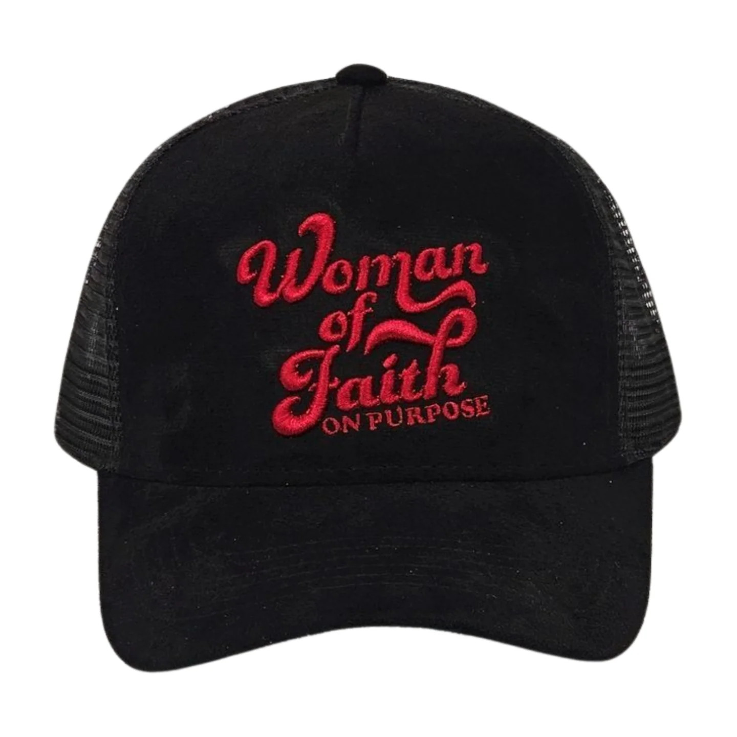 Woman of Faith On Purpose\u2122 Black Trucker Hat | Faith On Purpose