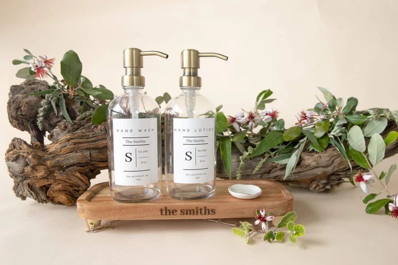 Charlotte Acacia Wood Tray Soap Bottle Tray Catchall Tray rectangular Tray Modern Bathroom Tray K... | Etsy (US)