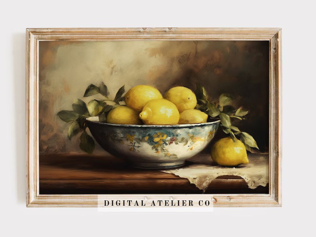 Vintage Lemon Fruit Print Painting Kitchen Print Vintage Still - Etsy | Etsy (US)