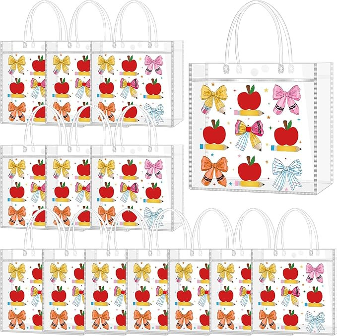 Xihaian 24 Pcs Clear Gift Bags 7.9 x 7.9 x 3.15'' Gift Bags Bulk with Handles Reusable Plastic Gi... | Amazon (US)