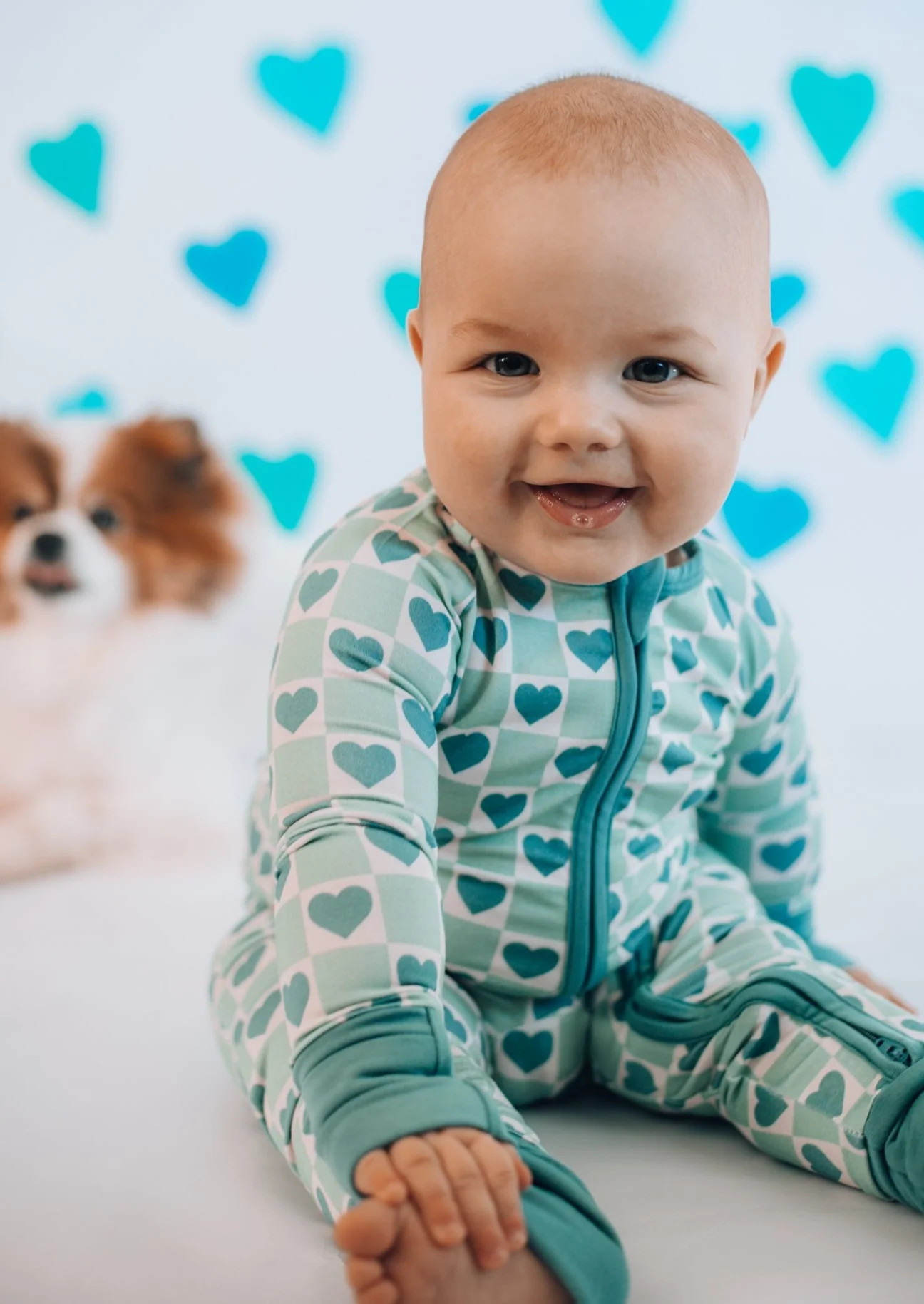 ZIP ROMPER - Blue Heart | millie + roo