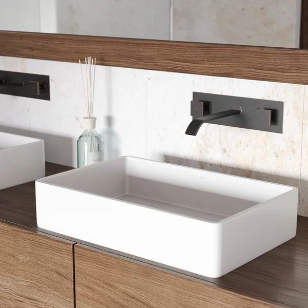 VG04010 VIGO Matte Stone™ Handmade Rectangular Vessel Bathroom Sink | Wayfair Professional