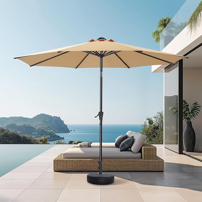 HOMSHADE 9ft Outdoor Patio Umbrella - Market Table Pool Deck Umbrella UPF50+ UV Protection with P... | Amazon (US)