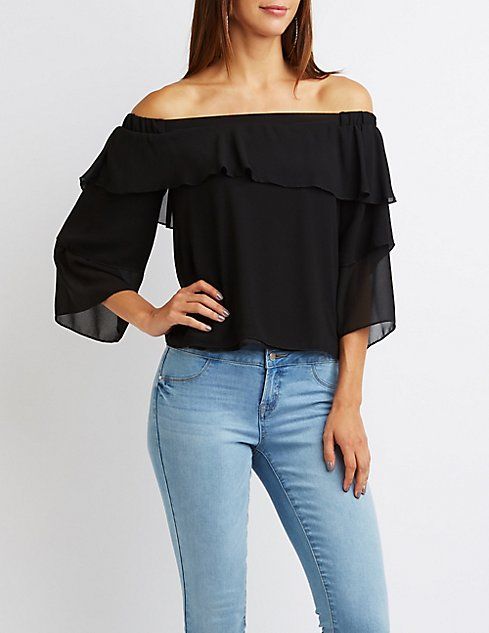 Tiered Ruffle Off-The-Shoulder Top | Charlotte Russe