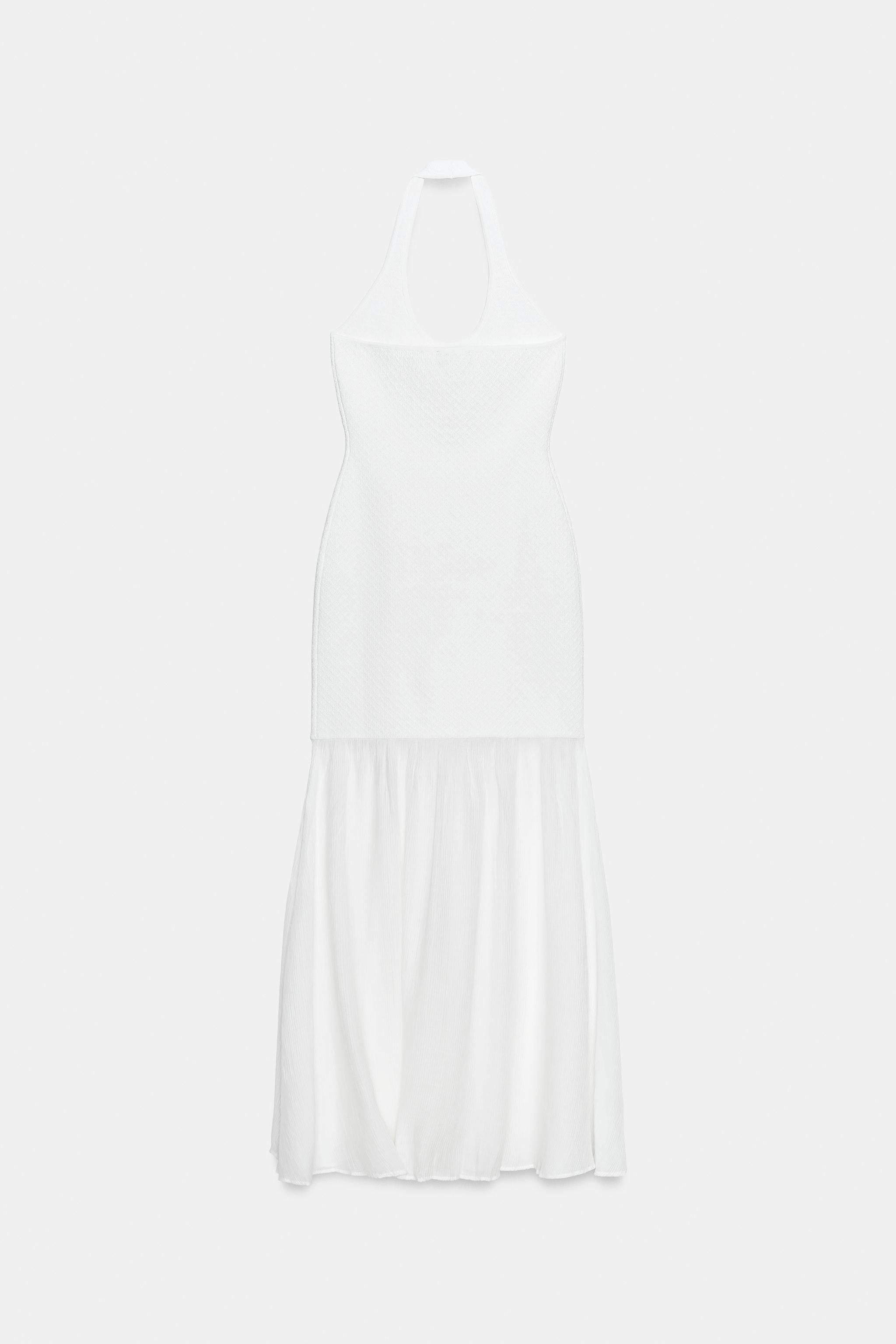 COMBINATION KNIT HALTER DRESS | Zara US