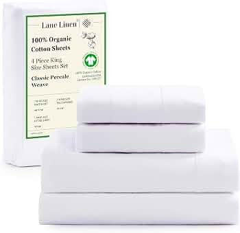 LANE LINEN 100% Organic Cotton King Size Sheets Set, 4Pc King Sheets, Soft Breathable Sheets King... | Amazon (US)